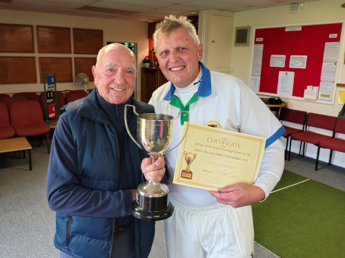 2025 Mens Singles. Chairperson Dave Woodage, Winner Tony Copeland.